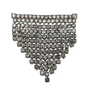 Vintage Crystal Triangular Dangling Clear Chandelier Brooch Pin Jewelry Large